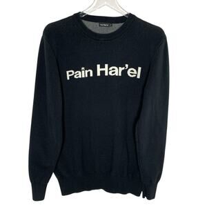 Pain Har'el L Mens Black Logo Sweater Crew Neck Long Sleeve Knit